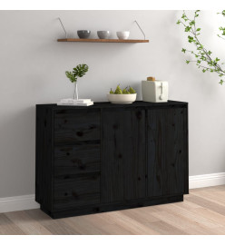 Buffet Noir 111x34x75 cm Bois massif de pin