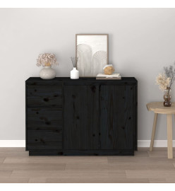 Buffet Noir 111x34x75 cm Bois massif de pin