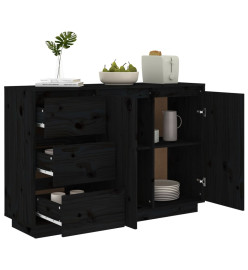 Buffet Noir 111x34x75 cm Bois massif de pin