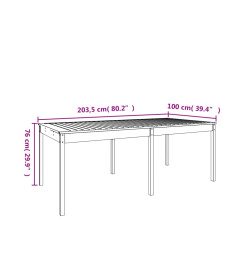 Table de jardin blanc 203,5x100x76 cm bois massif de pin