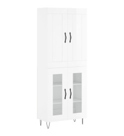 Buffet haut Blanc brillant 69,5x34x180 cm Bois d'ingénierie