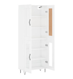 Buffet haut Blanc brillant 69,5x34x180 cm Bois d'ingénierie