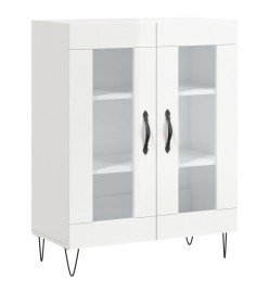 Buffet haut Blanc brillant 69,5x34x180 cm Bois d'ingénierie