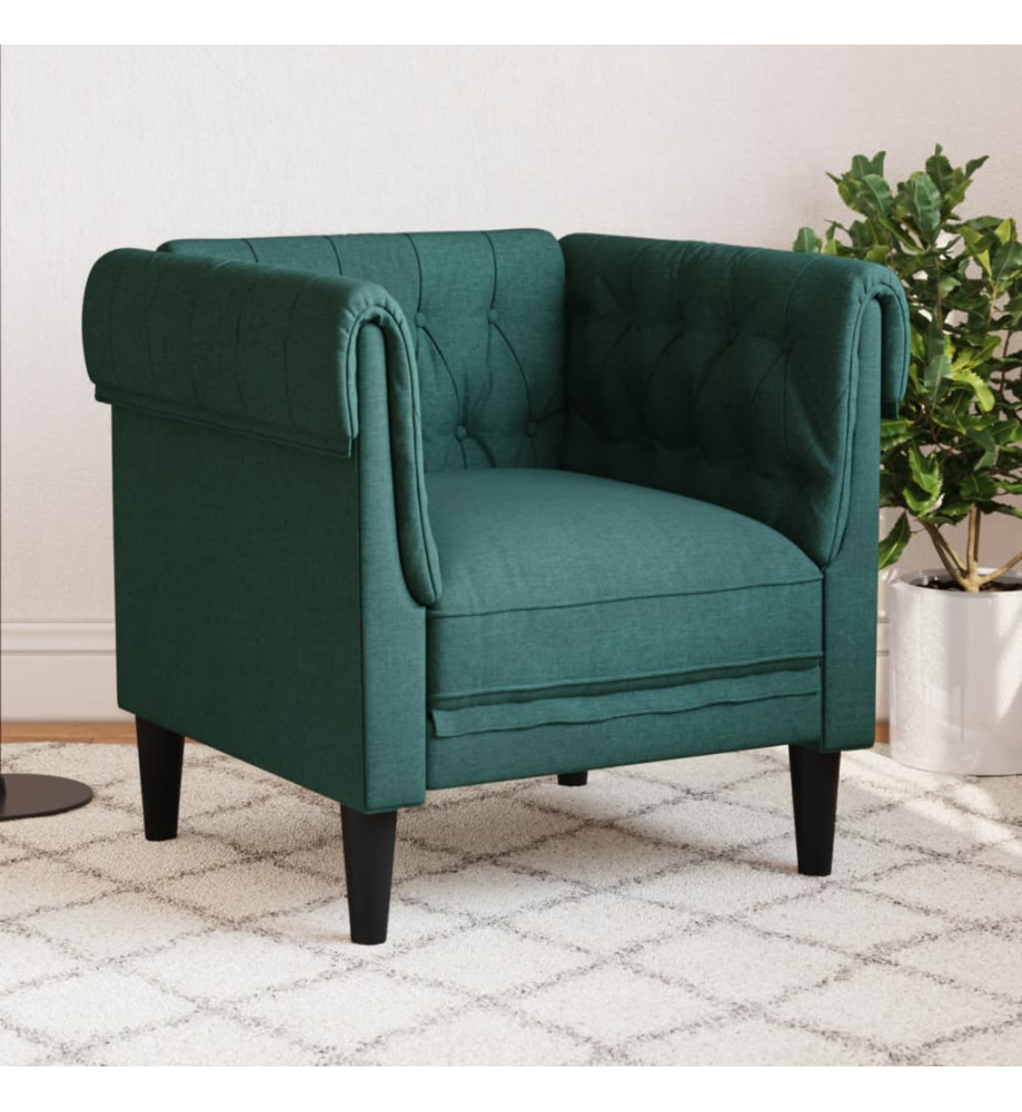 Fauteuil Chesterfield vert foncé tissu