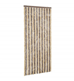 Rideau anti-mouches marron foncé et beige 100x200 cm chenille