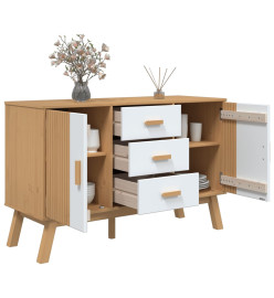 Buffet OLDEN blanc et marron 114x43x73,5 cm bois massif de pin