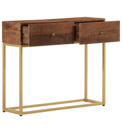 Table console 90x30x76 cm bois massif de manguier et fer