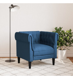 Fauteuil Chesterfield bleu tissu