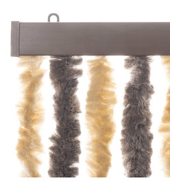 Rideau anti-mouches marron foncé et beige 100x230 cm chenille