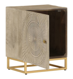 Table de chevet 40x30x50 cm bois massif manguier et fer