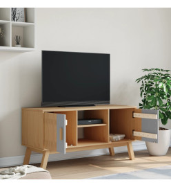 Meuble TV OLDEN gris et marron 114x43x57 cm bois de pin massif