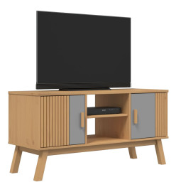 Meuble TV OLDEN gris et marron 114x43x57 cm bois de pin massif