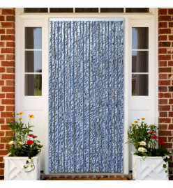 Rideau anti-mouches bleu et blanc 100x230 cm chenille