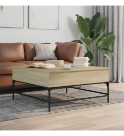 Table basse chêne sonoma 95x95x45 cm bois d'ingénierie et métal