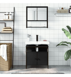 Ensemble de meubles salle de bain 2 pcs noir bois d'ingénierie