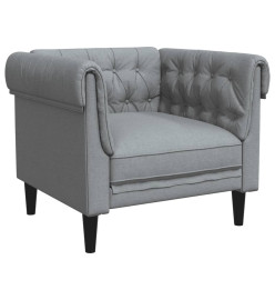 Fauteuil Chesterfield gris clair tissu