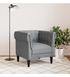 Fauteuil Chesterfield gris clair tissu