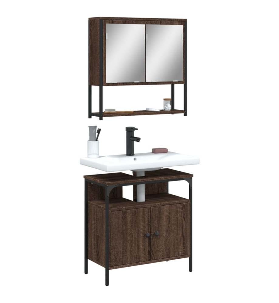 Ensemble de meubles de salle de bain 2 pcs Chêne marron