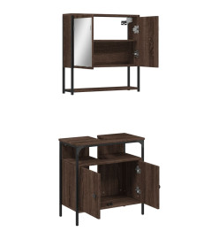 Ensemble de meubles de salle de bain 2 pcs Chêne marron