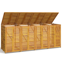 Abri à poubelle quadruple 280x89x117 cm bois massif d'acacia