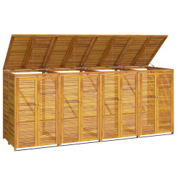 Abri à poubelle quadruple 280x89x117 cm bois massif d'acacia