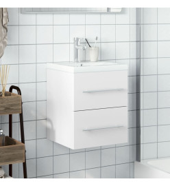 Armoire lavabo de salle de bain avec bassin intégré blanc