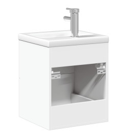 Armoire lavabo de salle de bain avec bassin intégré blanc