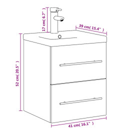 Armoire lavabo de salle de bain avec bassin intégré blanc