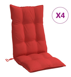 Coussins de chaise à dossier haut lot de 4 rouge tissu oxford