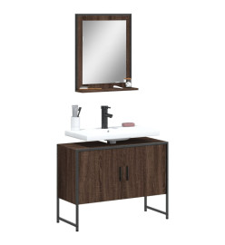 Ensemble d'armoires de salle de bain 2 pcs chêne marron