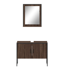 Ensemble d'armoires de salle de bain 2 pcs chêne marron