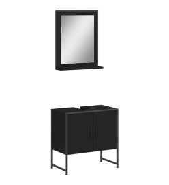 Ensemble d'armoires de salle de bain 2 pcs noir bois ingénierie