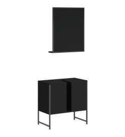 Ensemble d'armoires de salle de bain 2 pcs noir bois ingénierie