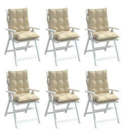 Coussins de chaise à dossier bas lot de 6 beige tissu oxford