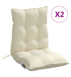 Coussins de chaise à dossier bas lot de 2 crème tissu oxford