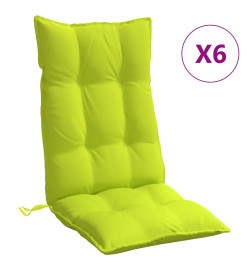 Coussins de chaise à dossier haut lot de 6 vert vif