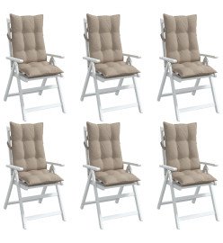 Coussins de chaise à dossier haut lot de 6 taupe tissu oxford