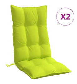 Coussins de chaise à dossier haut lot de 2 vert vif