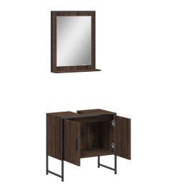 Ensemble d'armoires de salle de bain 2 pcs chêne marron