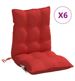 Coussins de chaise à dossier bas lot de 6 rouge tissu oxford