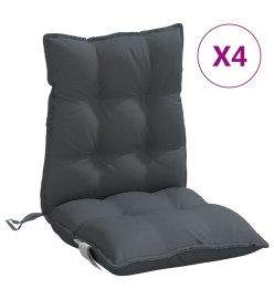 Coussins de chaise à dossier bas lot de 4 anthracite