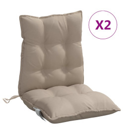 Coussins de chaise à dossier bas lot de 2 taupe tissu oxford