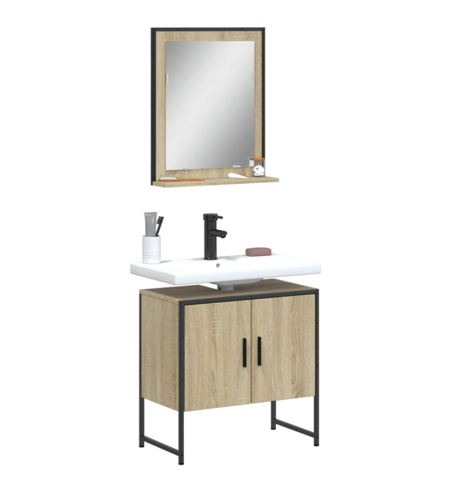 Ensemble d'armoires de salle de bain 2 pcs chêne sonoma