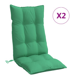 Coussins de chaise à dossier haut lot de 2 vert tissu oxford