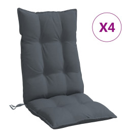 Coussins de chaise à dossier haut lot de 4 anthracite