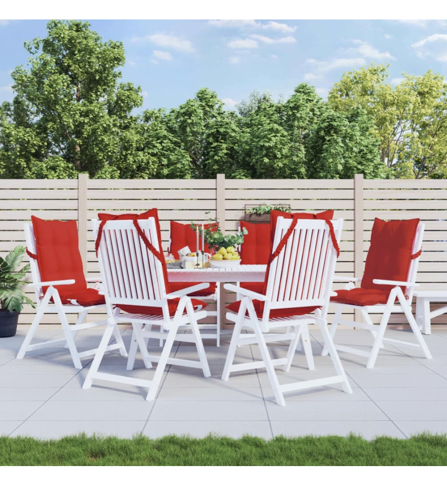 Coussins de chaise à dossier haut lot de 6 rouge tissu oxford Coussins de chaise à dossier haut lot de 6 rouge tissu oxford