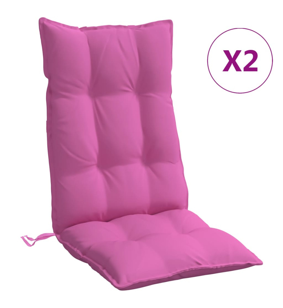 Coussins de chaise à dossier haut lot de 2 rose tissu oxford Coussins de chaise à dossier haut lot de 2 rose tissu oxford