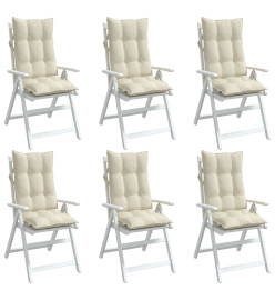 Coussins de chaise à dossier haut lot de 6 crème tissu oxford