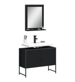 Ensemble d'armoires de salle de bain 2 pcs noir bois ingénierie