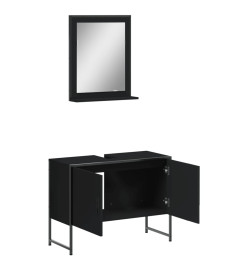 Ensemble d'armoires de salle de bain 2 pcs noir bois ingénierie